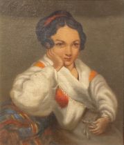 Continental School (19th century) portrait of a young girl oil on canvas, 34cm x 29cm
