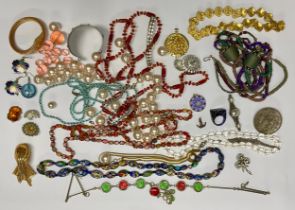 Costume Jewellery - various, millefiori; an Egyptian Revival style necklace; a snake bangle; etc