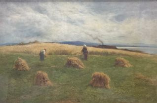 George Dikman (19th century) Scottish Crofters Gathering the Hay signed, oil on canvas, 49cm x 74cm
