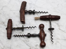 Helixophilia - a 19th century steel T-type direct-pull corkscrew, dog-tooth cork grip, turned