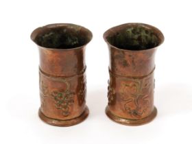 A pair of Arts & Crafts copper vases, of small proportions, by Keswick School of Industrial Art,