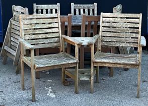 Garden Furniture - table; four chairs; tête-à-tête bench, a pair of folding chairs (8)