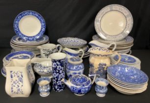 Staffordshire Blue and White - assorted transfer printed pieces, 19th century and later, Spode,