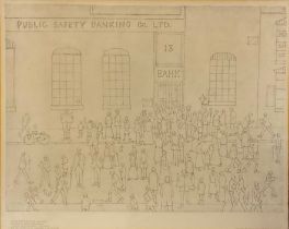Laurence Stephen Lowry (1887 - 1976) Bank Failure, published by Adam Collection Ltd, unsigned