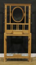 An Arts & Crafts design oak hall stand, 181.5cm high, 88cm wide excluding hooks, 30cm deep