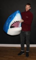 Interior Furnishings & Decoration - a large painted fibre glass great white sharks head, 70cm