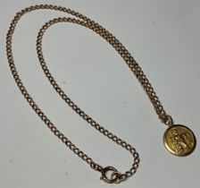 A 9ct rose and yellow gold St Christopher pendant necklace, the pendant marked 375, 12.4g