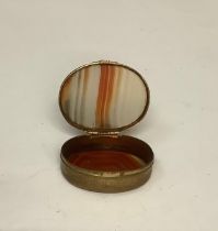 Boxes & Objects - a Victorian agate and brass double sided snuff box, 4.5cm wide