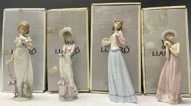 A Lladro figure, Cindy in Straw Hat, 564621cm, printed and impressed mark, boxed; three others,