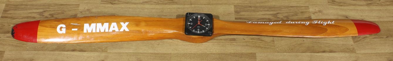 Aviation Interest/Aeronautica - a propeller blade mounted with a B&G Horos quartz clock, applied