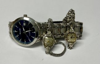 Watches - an Art Deco Bulova marcasite cocktail watch; another Bulova cocktail watch; an Accurist