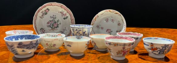A collection of 18th and 19th century Chinese Export porcelain tea bowls and saucers, various