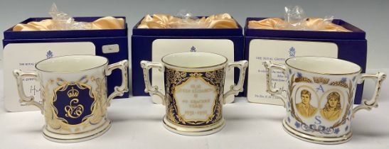 A Royal Crown Derby commemorative loving cup, 40th Anniversary of the Accession of HM Queen