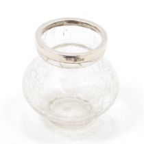 An Edwardian silver mounted crackle glazed clear glass vase, of small proportions, 8cm high,