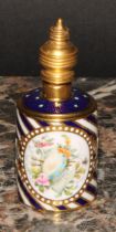 A Lynton porcelain barrel-shaped scent bottle, painted by Stefan Nowacki, monogrammed, with a