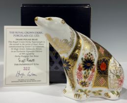 A Royal Crown Derby paperweight, Old Imari Polar Bear, decorated in the 1128 pattern, designed by