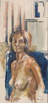 David Naylor Portrait of a Female Nude signed, watercolour, 47cm x 25cm