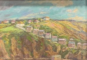 Henry Wainwright (20th century) Holywell, Eastbourne oil on board, label to verso, 36cm x 51cm