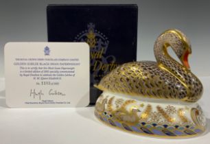 A Royal Crown Derby paperweight, Black Swan, specially commissioned by Royal Doulton to celebrate