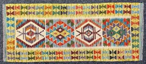 Rugs and Carpets - a Chobi kilim carpet runner, 153cm x 65cm