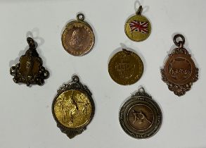 Two Georgian fobs; six others