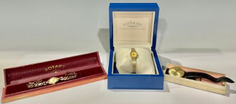 Watches - a Rotary 9ct gold wristwatch, the case and the strap marked 375, 13.67g gross with