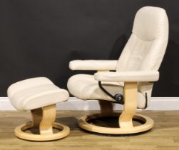 An Ekornes Stressless chair, 97cm high, 72cm wide, the seat 47cm wide and 43cm deep; conforming