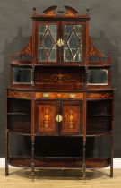 A late Victorian rosewood and marquetry parlour cabinet, 186.5cm high, 122.5cm wide, 32cm deep