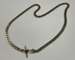 A 9ct gold flattened curb link necklace, marked 375, 64cm long overall, 36g