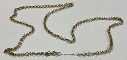 A 9ct gold guard chain, later clasp and safety chain, marked 375, approx. 37cm drop, 28g