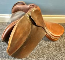Riding - equestrian interest, a brown leather eventing saddle, 17"