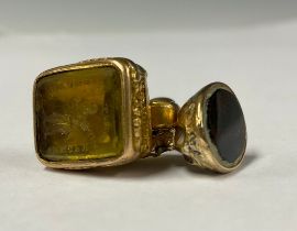 A Georgian intaglio cut fob; a bloodstone fob