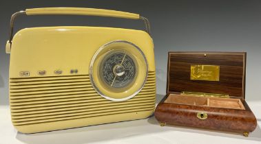 A Bush radio; NJ Dean inlaid musical jewellery box