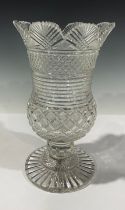 A 19thc Irish cut glass 'pineapple' cellary vase c. 1840