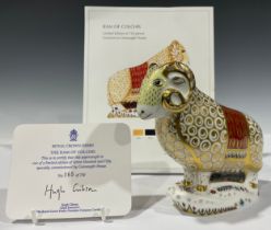 A Royal Crown Derby paperweight, The Ram of Colchis, designed by Tien Manh Dinh, specially