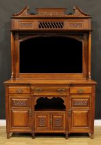 A late Victorian Aesthetic Movement walnut drawing room cabinet, by J.R. Cross, Dalston Cabinet
