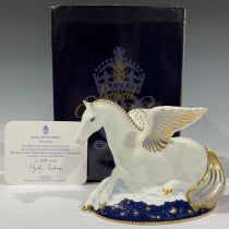 A Royal Crown Derby paperweight, Pegasus, the first of a pair of Mythical Beasts exclusive to