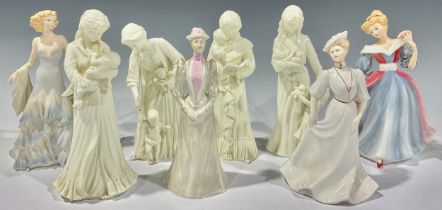 A Royal Doulton figure of the year Amy HN3316; Coalport figurines (8)