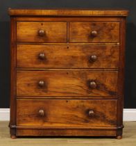 A Victorian chest, of two short and three long drawers, 112cm high, 102.5cm wide, 46.5cm deep