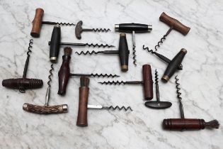Helixophilia - a 19th century steel T-type direct pull corkscrew, turned rosewood handle with brush,