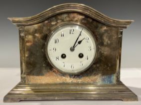An Edwardian silver plated mantel clock