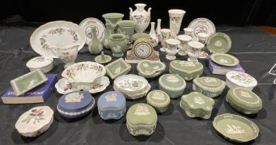 Ceramics - Wedgwood blue and green Jasperware including vases, boxes, dishes, etc; Wedgwood Hathaway