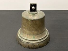 A World War II British Air Ministry RAF GRVI bronze fire bell, marked, 24.5cm diam, 23cm high, c.