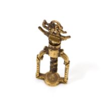 Nutcrackers - a 17th/early 18th century brass screw-action pocket nut cracker, stirrup-shaped frame,