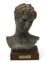 A museum type composition bust, Head of Ephebe of Marathon, after the Antique, 25cm high
