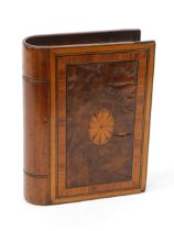 A 19th century satinwood and rosewood crossbanded mahogany and burr yew novelty disguise volume box,