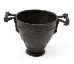 Henri Cailleux (1854 - 1925), a bronze wine cup, cast in the Grand Tour taste after an ancient Greek