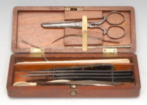 Medical Interest - a late 19th century mahogany doctor's or surgeon's scalpel box, hinged cover