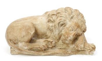 After Antonio Canova, Lion, plaster, 22cm wide