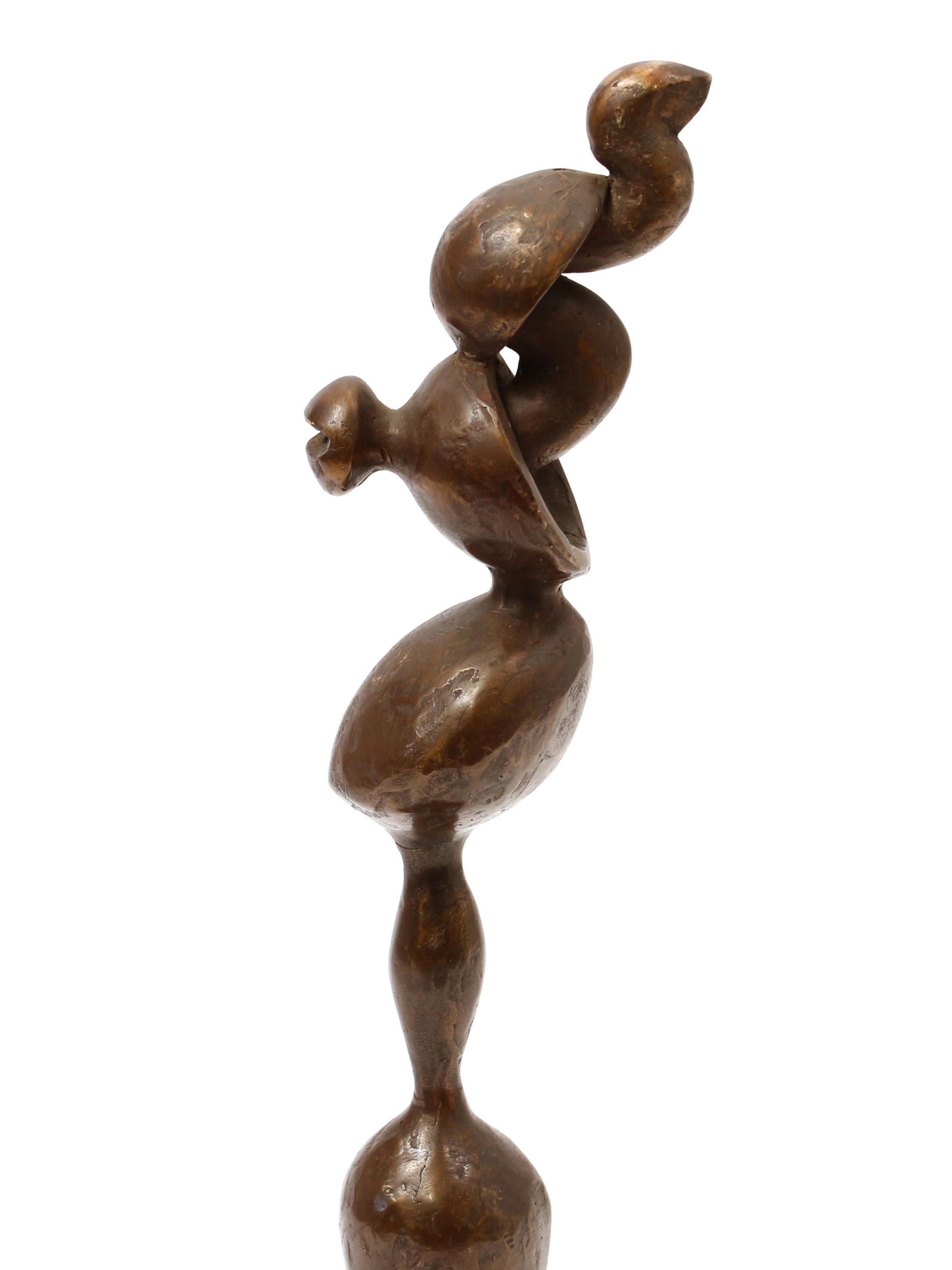 Modern School (mid-20th century), a brown patinated bronze, Blossom, ebonised base, 39.5cm high - Image 2 of 2